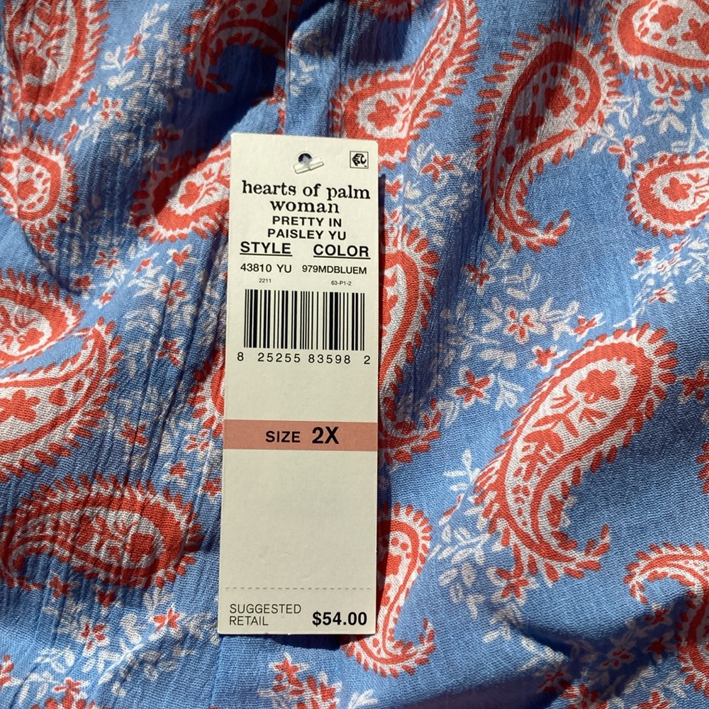 Hearts of Palm short paisley floral print pull on short cotton casual boho 2X - Picture 13 of 14